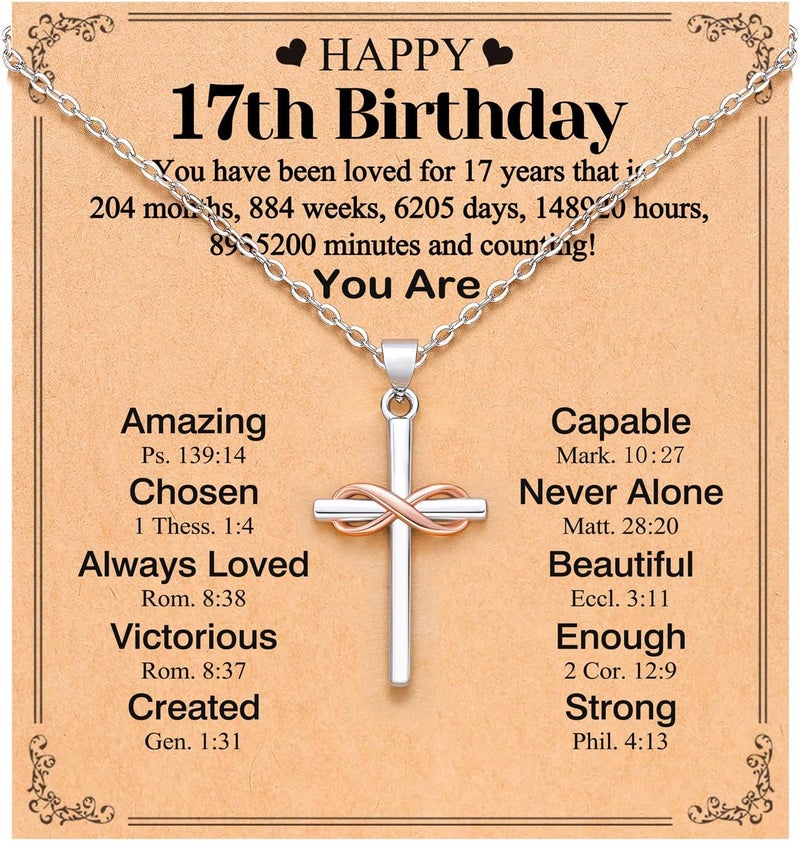 UPROMI Happy 10th/11th/12th/13th/14th/15th/16th/17th/18th/21st Birthday Gifts for Girls Her, Cross Necklace Birthday Gift Ideas - Image 1